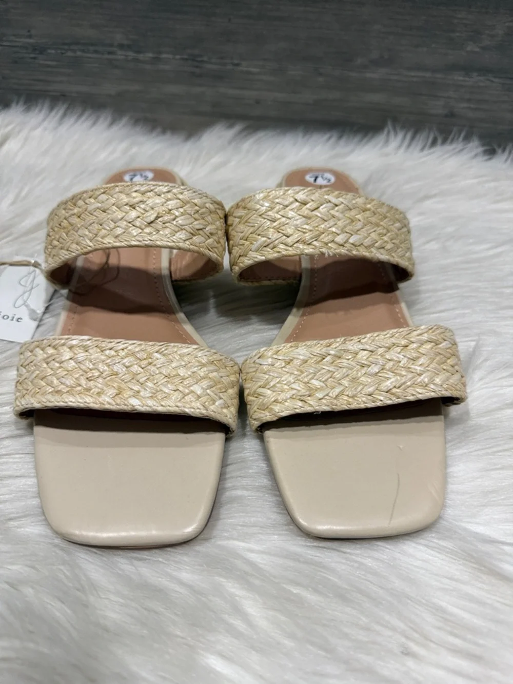 JOIE Nikia Natural Raffia Double-Strap Slide Sandals - Natural